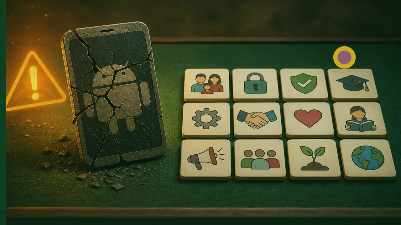 Row of nearly identical app icons with one genuine festive tile highlighted